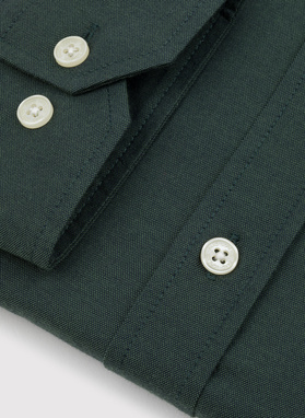 Gładka koszula męska zielona długi rękaw