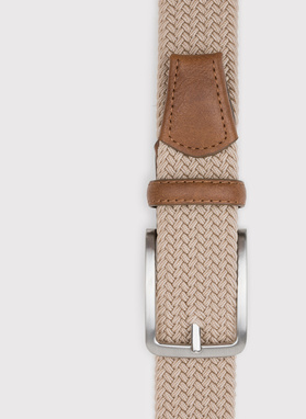 Beżowy pleciony pasek męski