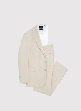 Dwuczęściowy gładki garnitur męski w kolorze beżowym