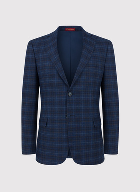 Granatowa marynarka w drobną kratkę