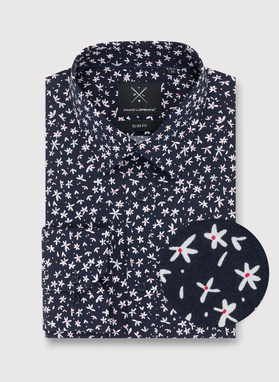 Granatowa koszula męska w kwiatki 