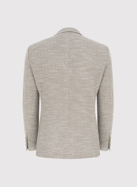 Beżowa marynarka w pepitkę