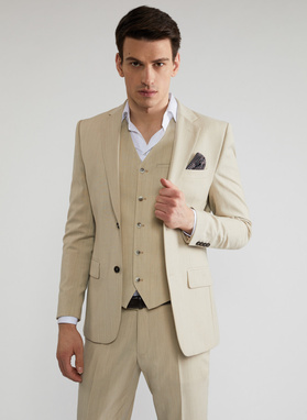 Beżowa kamizelka garniturowa P22SP-8X-009-E-S