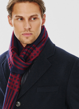 Granatowy szal męski w kratkę