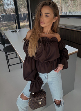 Bluzka hiszpanka MARBELA w kolorze brązowym