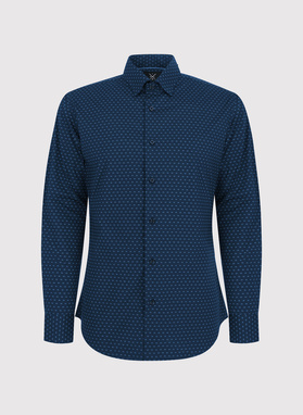 Granatowa koszula męska w mikrowzór