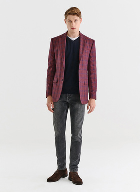 Bordowa marynarka casualowa