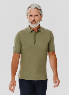 Zielony t-shirt polo o waflowym splocie