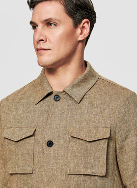 Lniana marynarka safari w kolorze beżowym