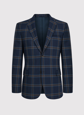 Granatowa marynarka garniturowa w kratę