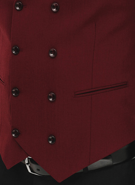 Bordowa dwurzędowa kamizelka męska