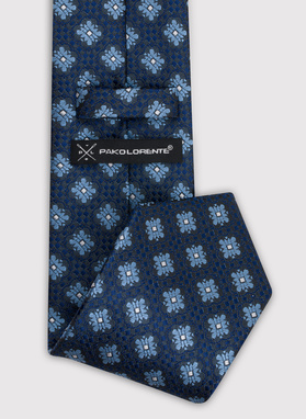 Granatowy krawat męski w kwiaty