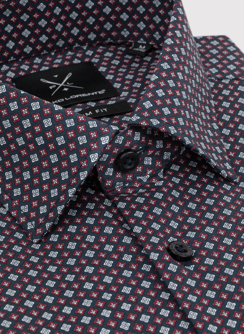 Męska koszula w bordowy mikrowzór