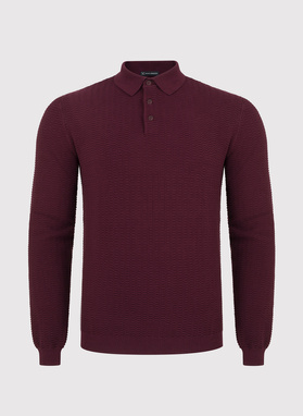 Bawełniany sweter polo w kolorze bordowym