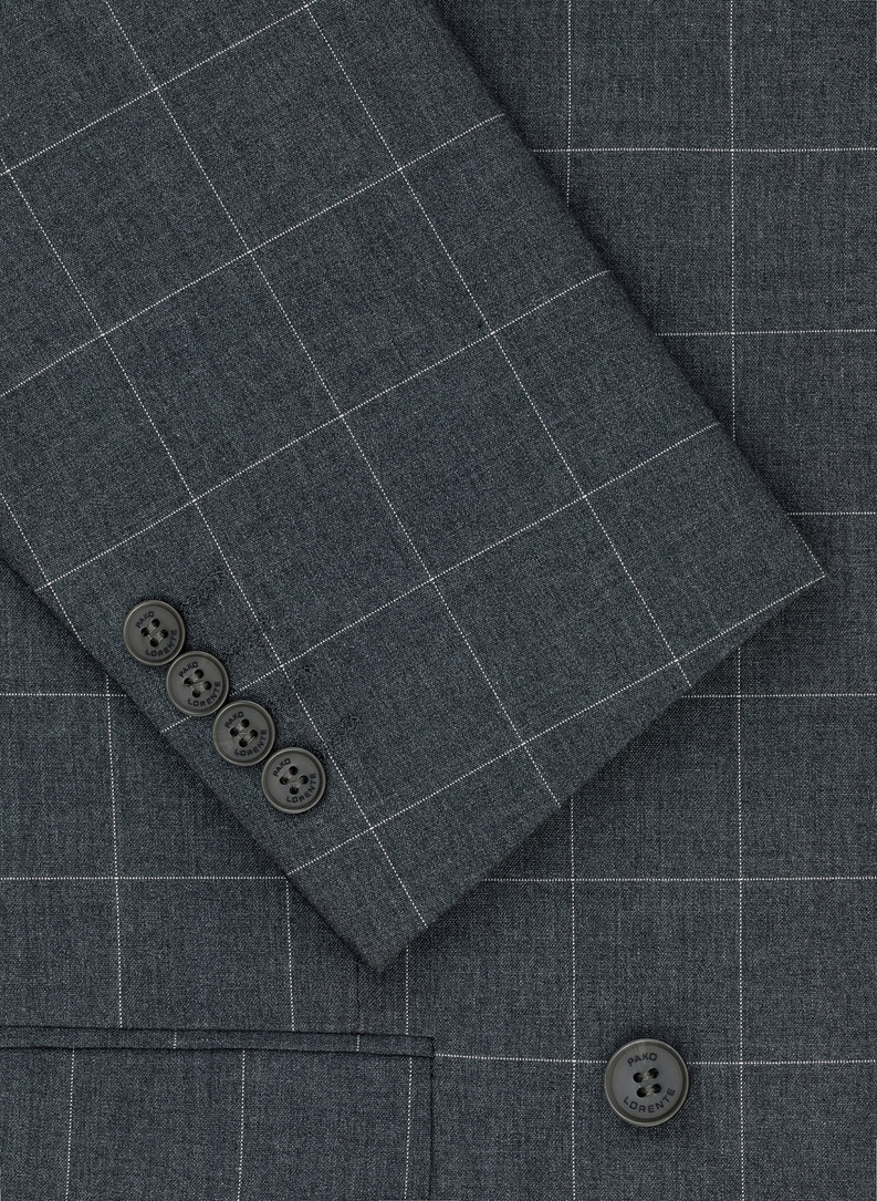 Dwuczęściowy szary dwurzędowy garnitur