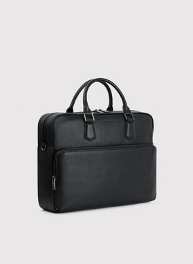 Czarna skórzana aktówka męska