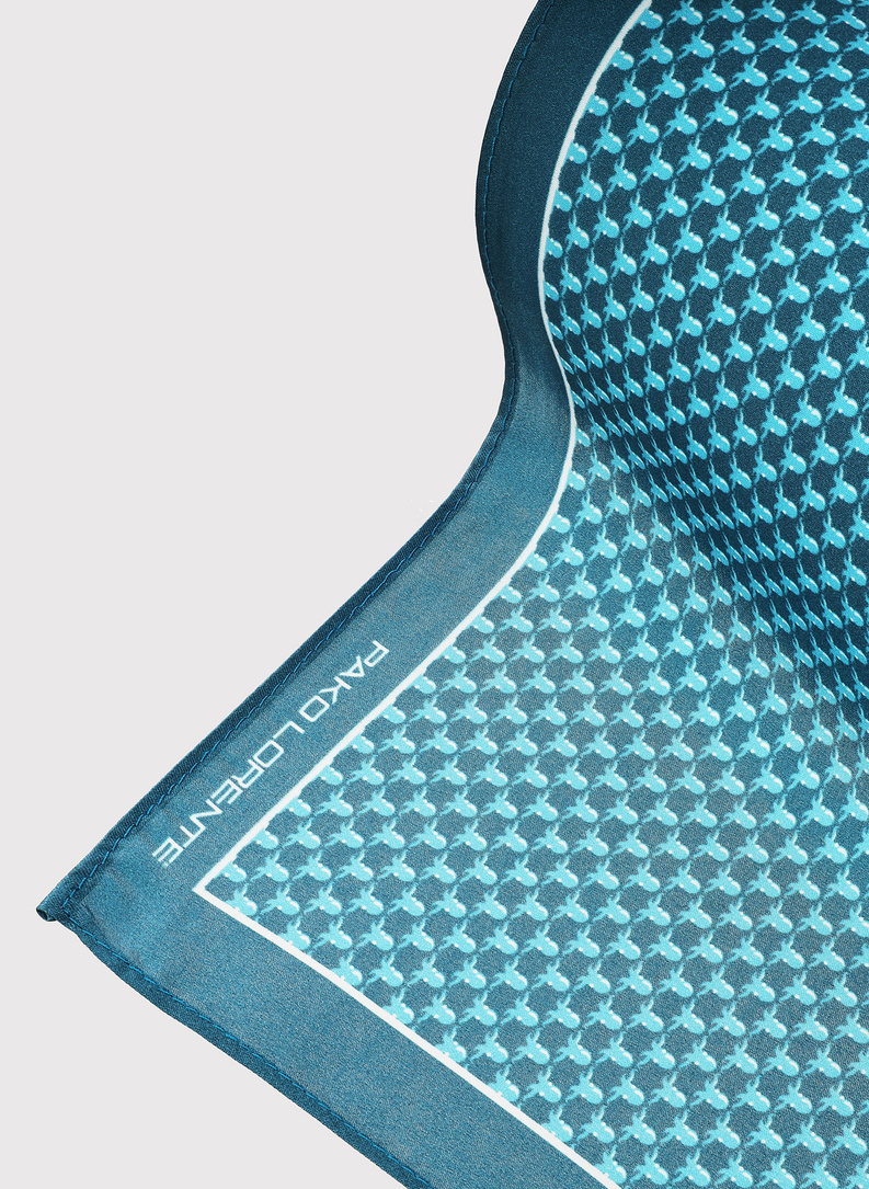 Turkusowa poszetka męska w ośmiornice