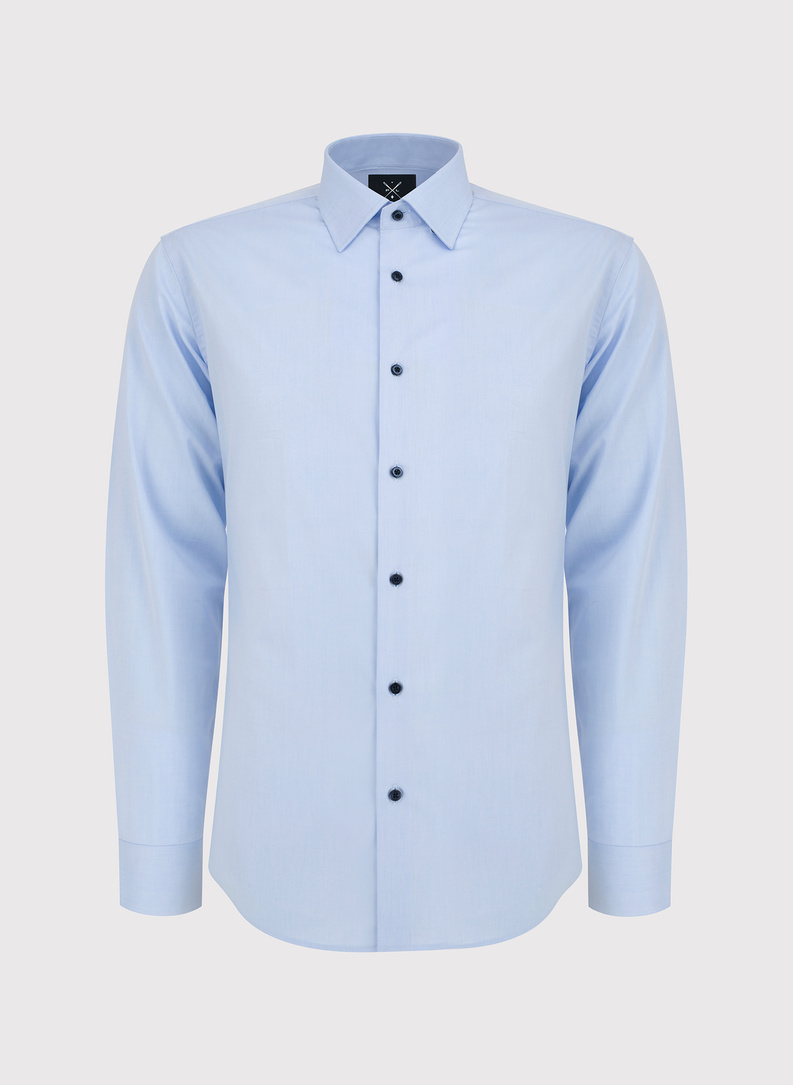 Gładka bawełniana koszula męska długi rękaw