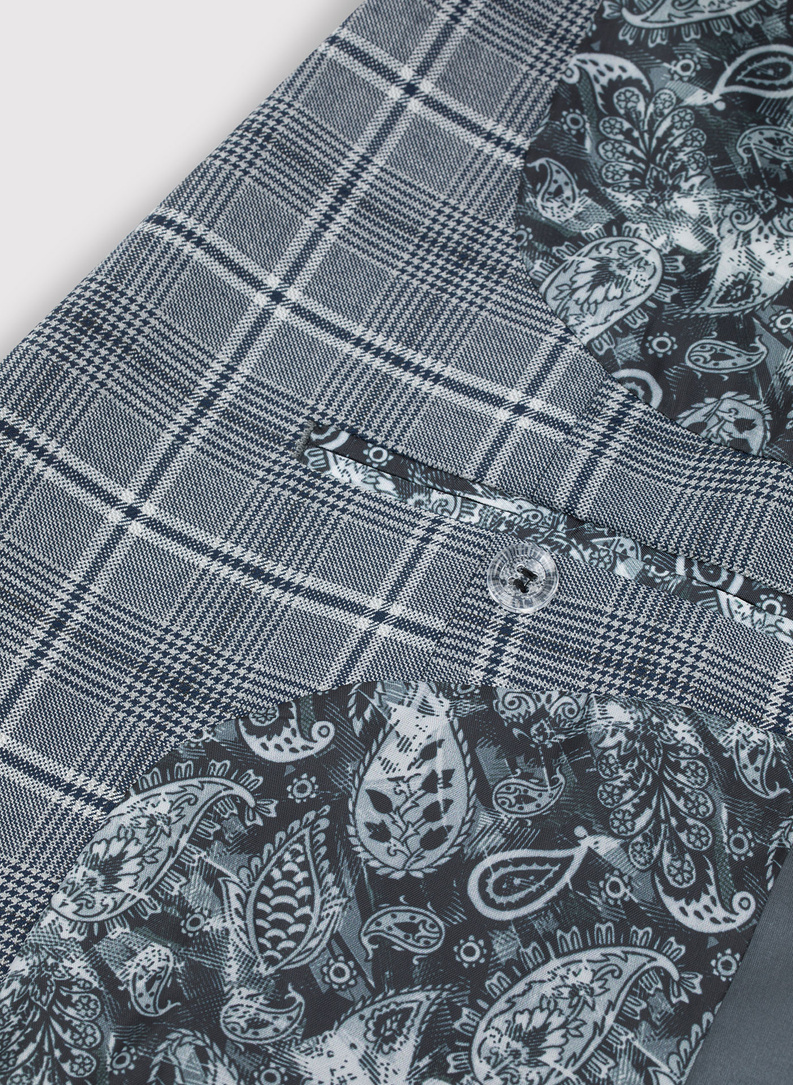 Szara marynarka garniturowa w kratę