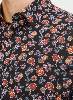 Czarna koszula męska w kwiaty