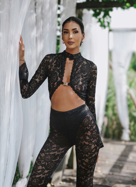 Czarny koronkowy kombinezon AURELIA JUMPSUIT