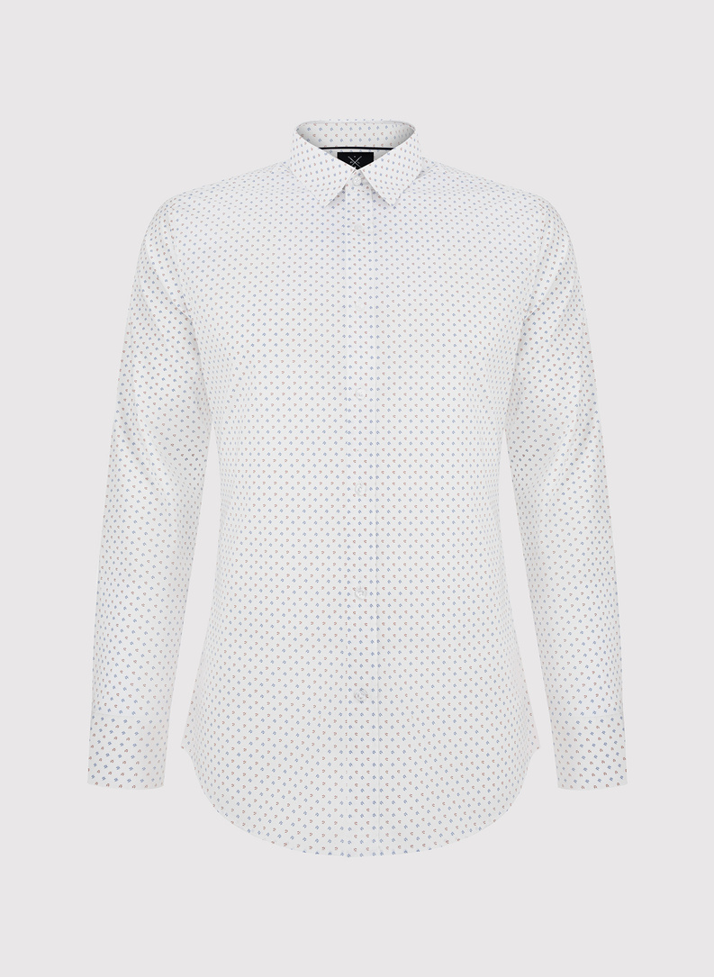 Biała koszula męska mikrowzór