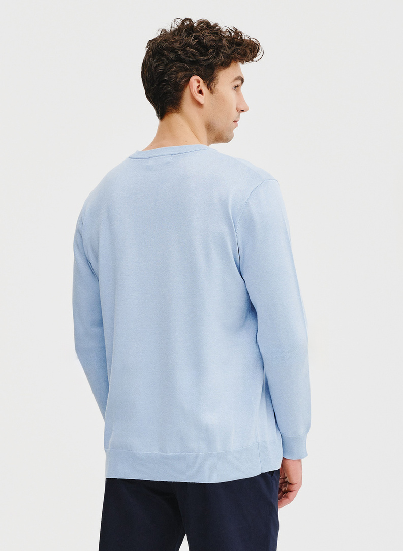 Niebieski sweter męski o-neck