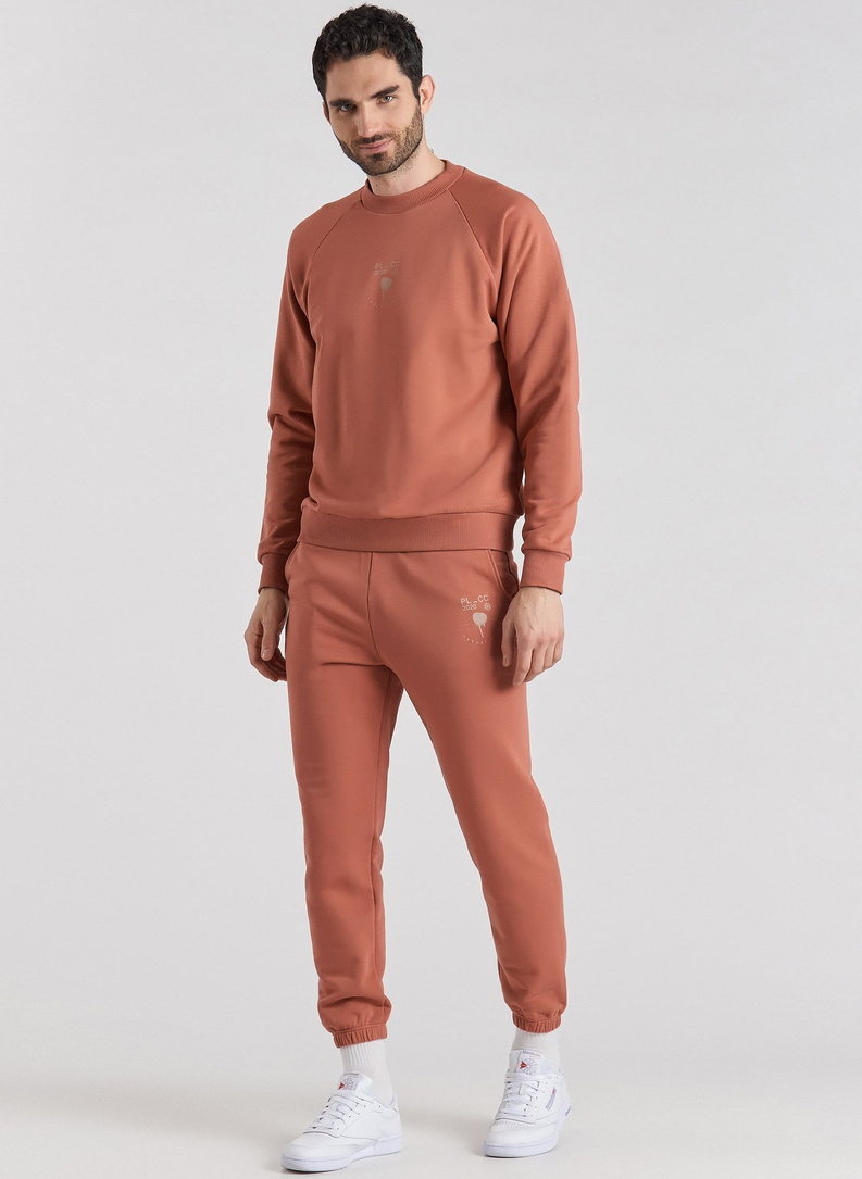 Czerwona bluza oversize z okrągłym dekoltem C21SF-2B-003-W