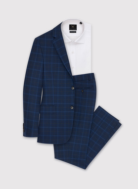 Kraciasta marynarka garniturowa z wełną