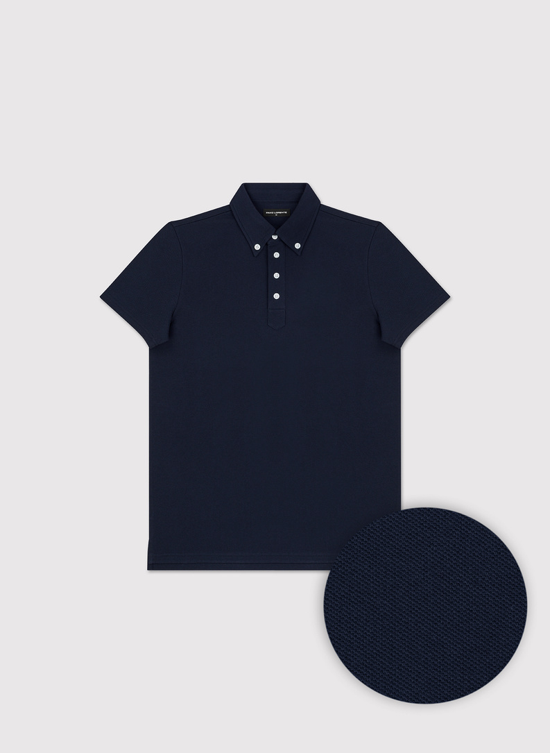 Granatowy t-shirt polo z bawełny