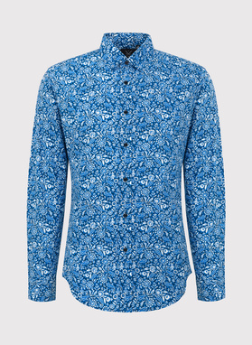 Casualowa niebieska koszula w paisley