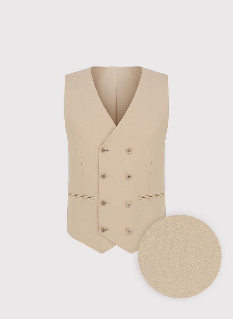 Beżowy wełniany garnitur męski