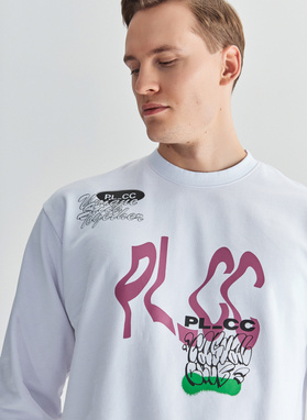 Biała bluza oversize z okrągłym dekoltem C22SF-2B-005-B-0