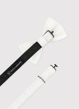 Beżowa gładka muszka męska