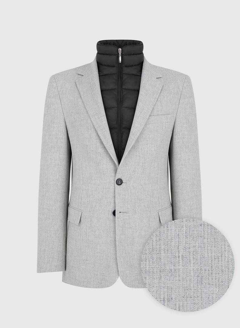 Szara marynarka męska z odpinaną podpinką