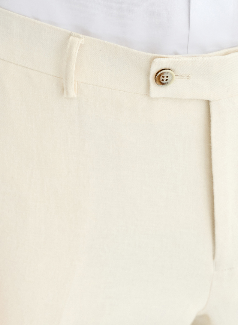 Beżowe spodnie ganiturowe z lnem