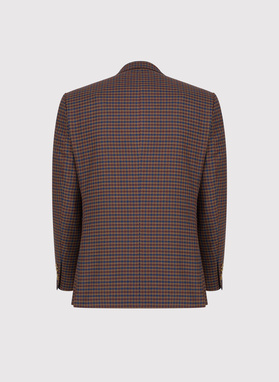 Brązowa marynarka w drobną kratę