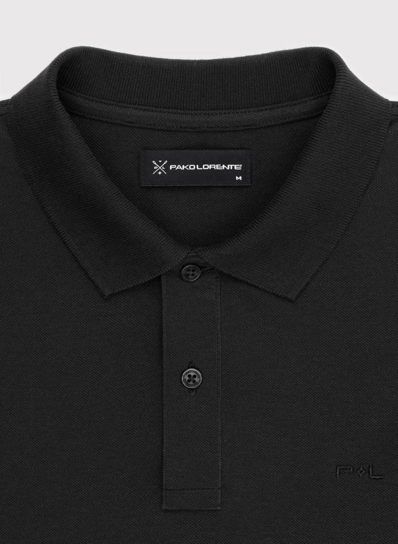 Gładki t-shirt polo w czarnym kolorze