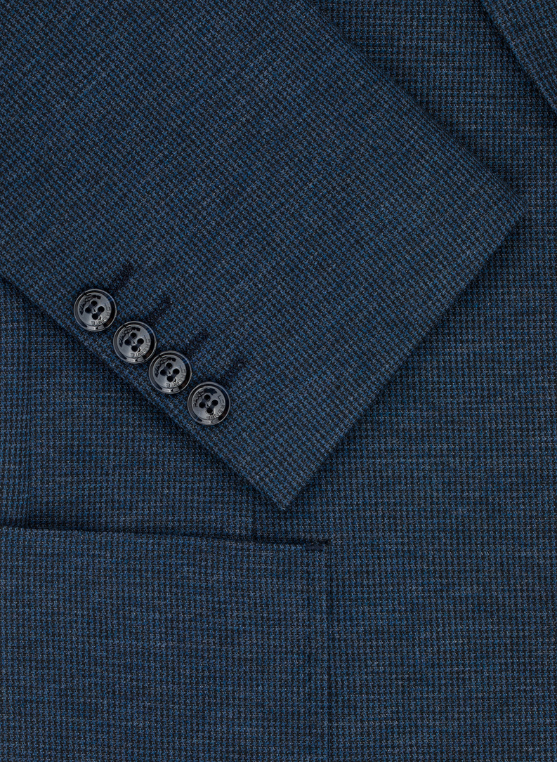 Granatowa marynarka w pepitkę z dzianiny