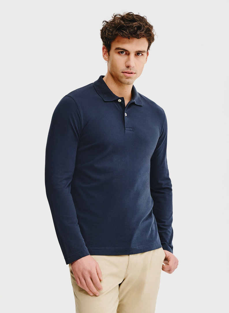 Granatowe polo longsleeve