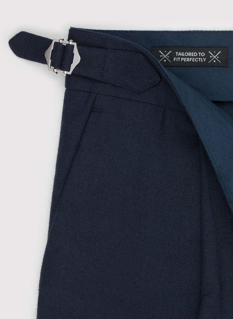 Granatowe spodnie męskie z lnem