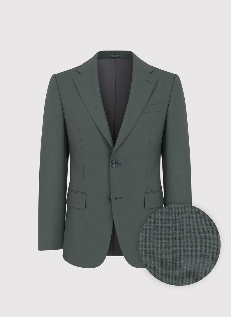 Zielony wełniany garnitur męski