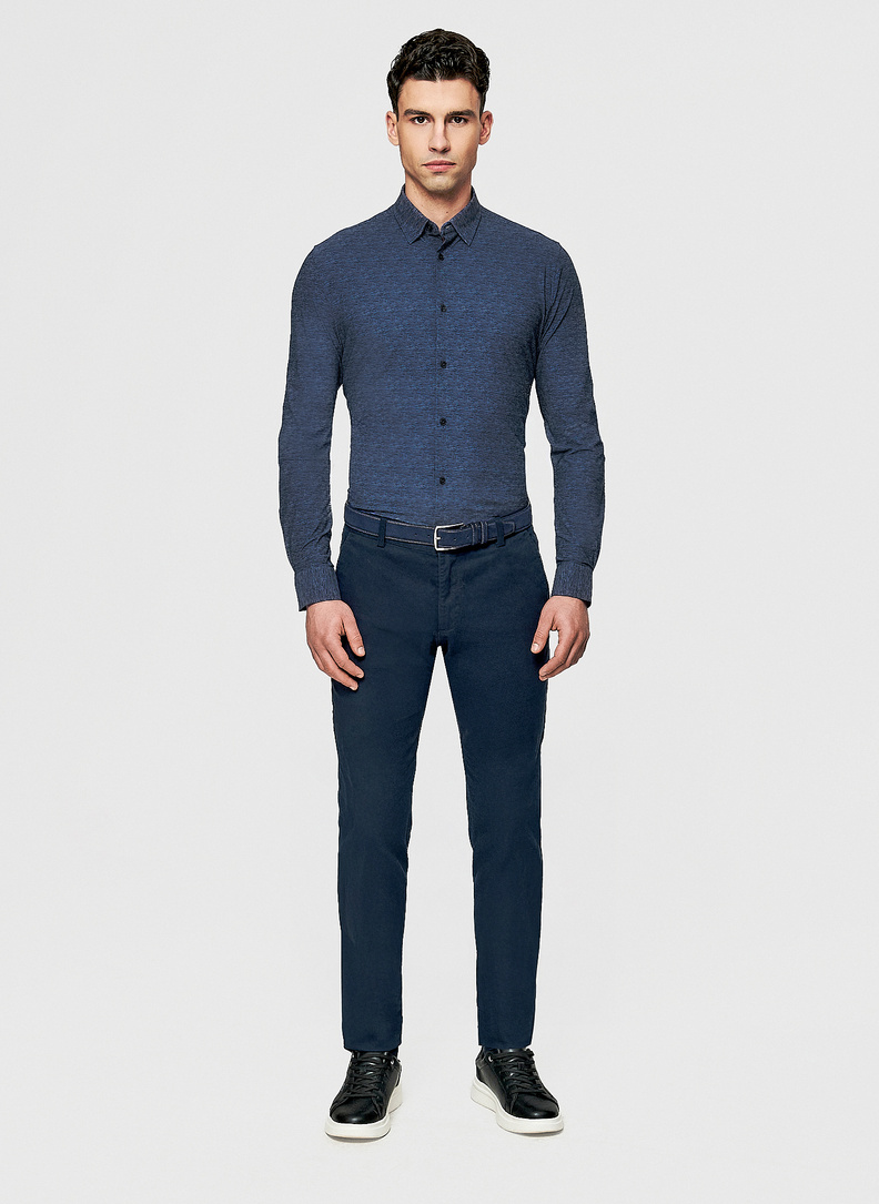 Dzianinowa koszula męska w kolorze granatowym