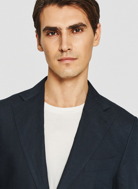 Granatowa lniana marynarka męska