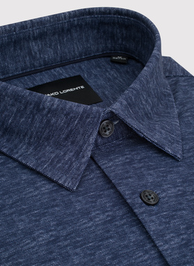 Dzianinowa koszula męska w kolorze granatowym