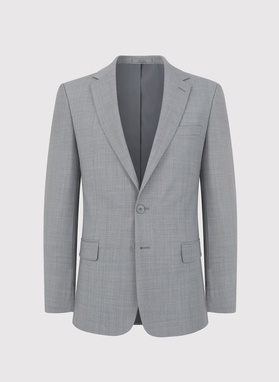 Szary garnitur męski w delikatną kratę