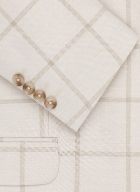 Beżowa marynarka męska w kratę Windowpane