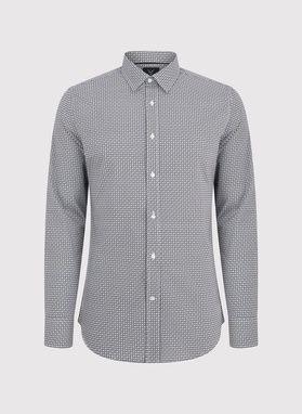 Ciemna koszula męska w geometryczny wzór