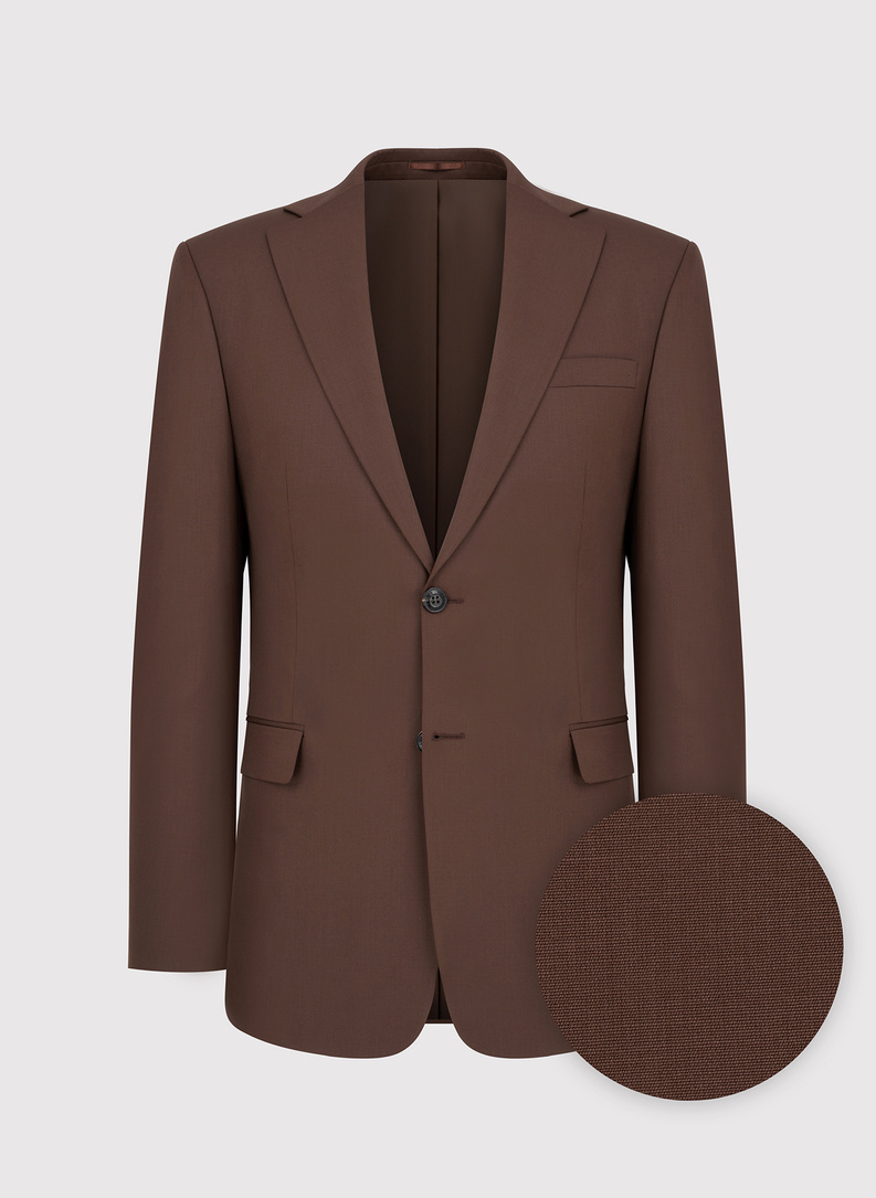 Gładki brązowy garnitur męski