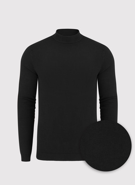 Czarny gładki półgolf męski